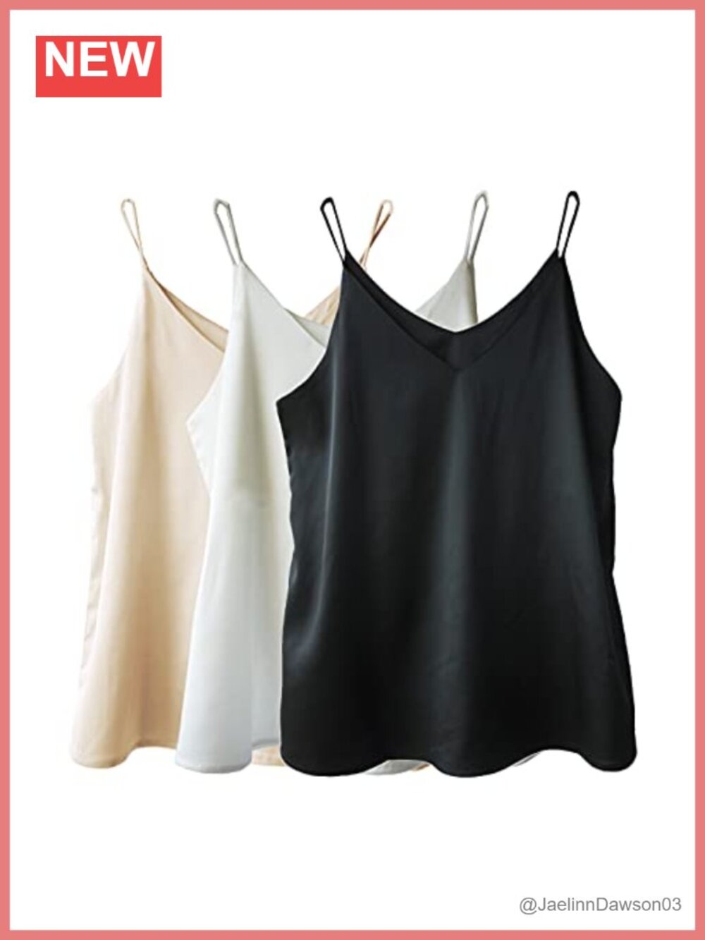 Satin V-Neck Spaghetti Strap Camisole Tank Top Sleeveless Silky Blouse